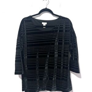 Chico's Elegant Black velvet sleeve blouse12/14